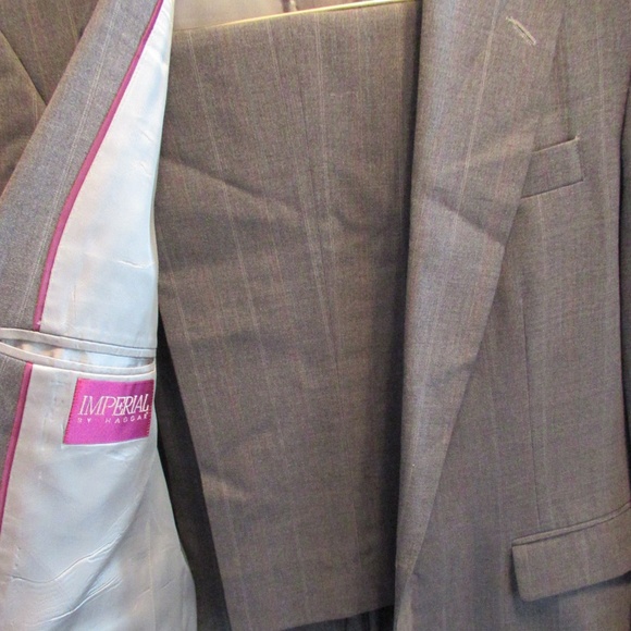 Vintage Imperial by Haggar Mens gray striped suit - Picture 4 of 15